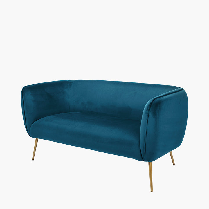 Lucca Sapphire Blue Velvet and Metal Sofa