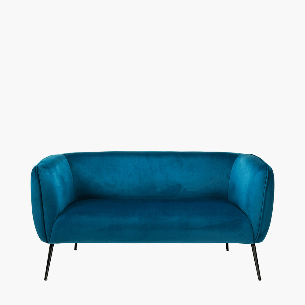 Lucca Sapphire Blue Velvet and Metal Sofa