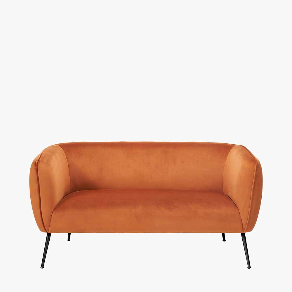 Lucca Tobacco Velvet and Metal Sofa