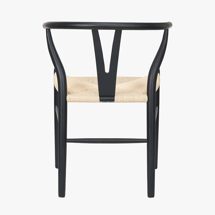 Quinn Black Beech Wood and Natural Paper Rope Dining Chair