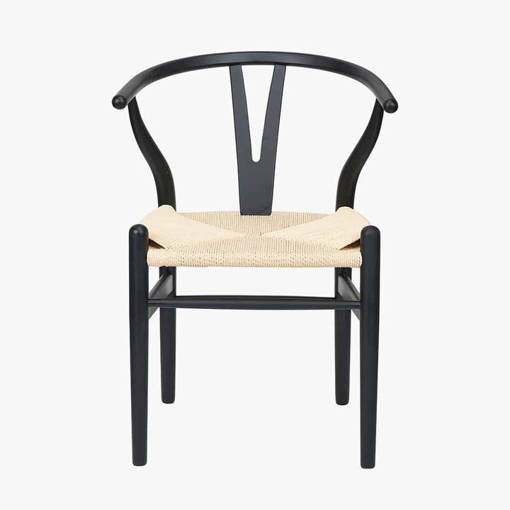 Quinn Black Beech Wood and Natural Paper Rope Dining Chair