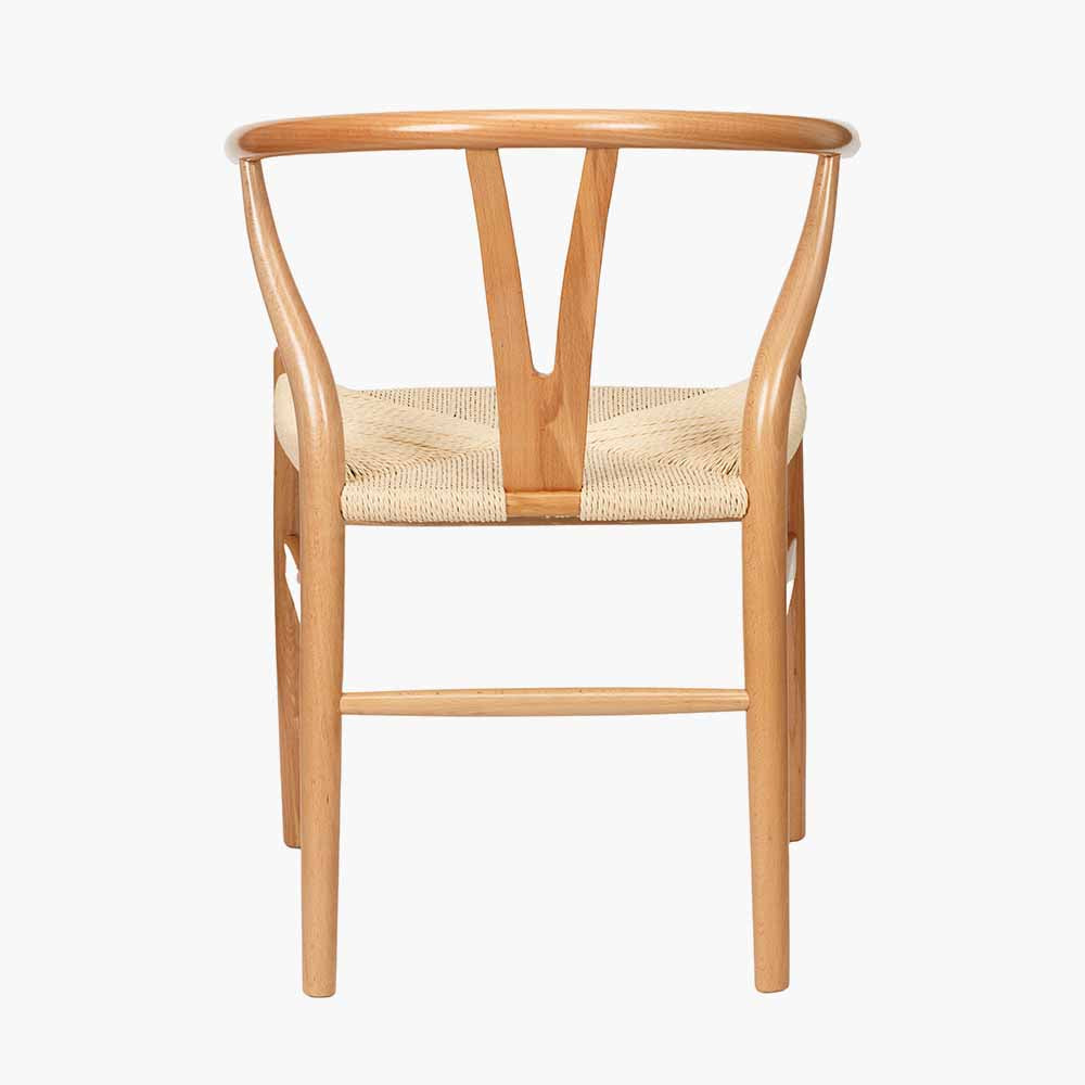 Quinn Natural Beech Wood and Natural Paper Rope Dining Chair