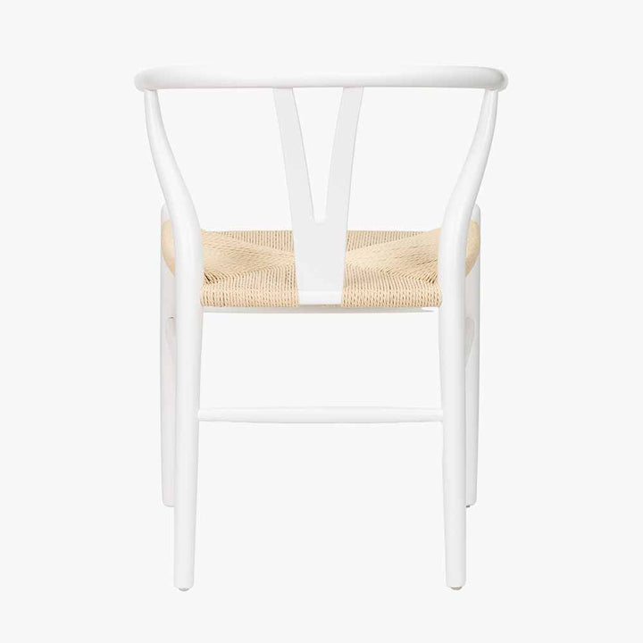 Quinn White Beech Wood and Natural Paper Rope Dining Chair