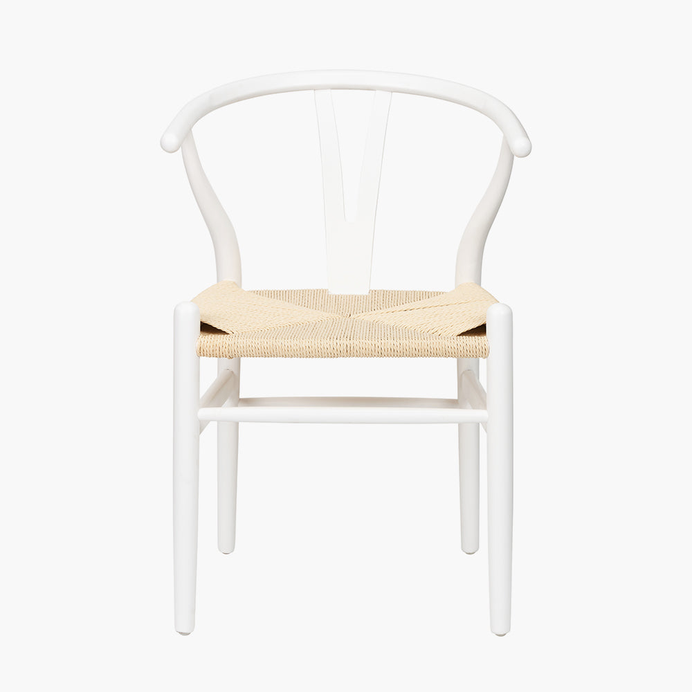 Quinn White Beech Wood and Natural Paper Rope Dining Chair