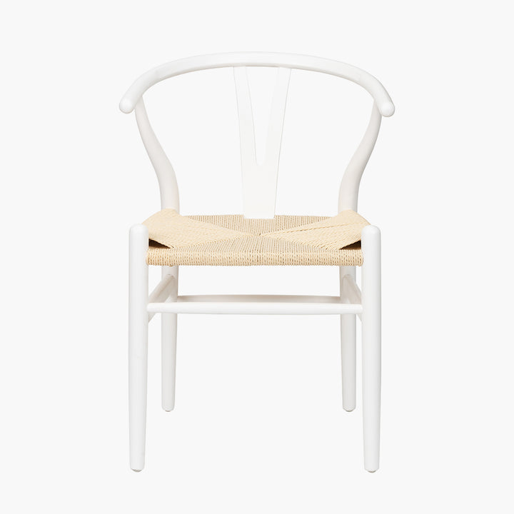 Quinn White Beech Wood and Natural Paper Rope Dining Chair