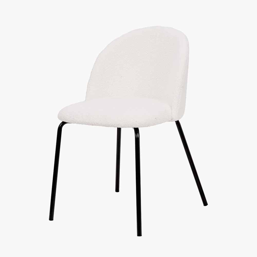 Turi Bouclé Fabric and Black Metal Dining Chair