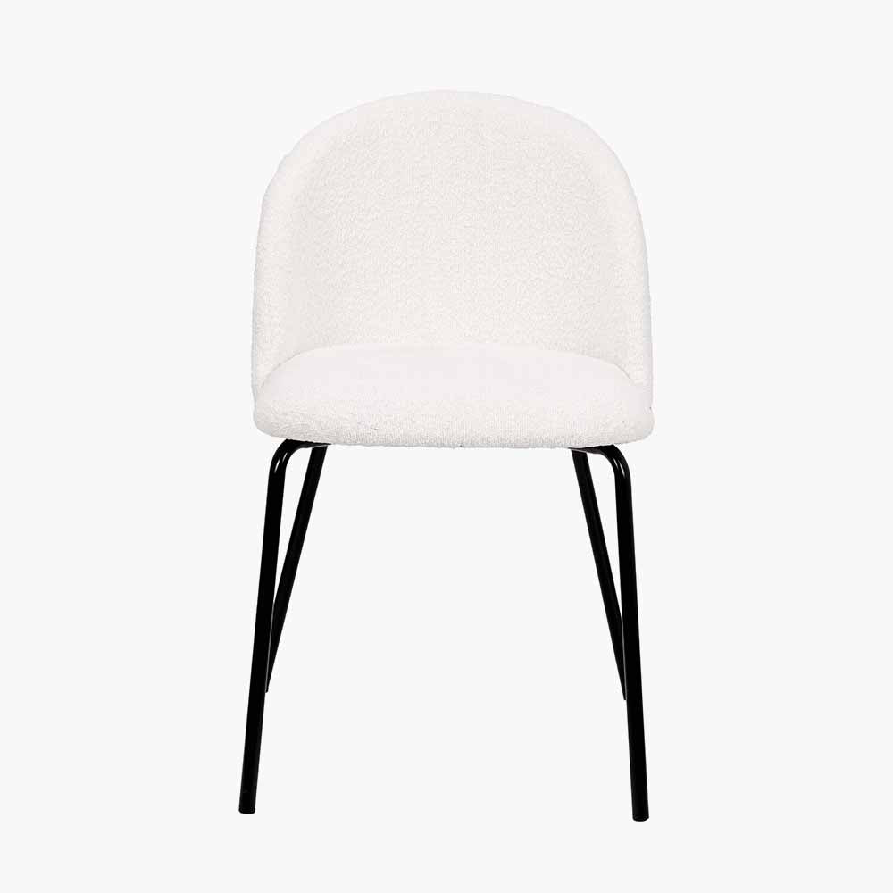 Turi Bouclé Fabric and Black Metal Dining Chair