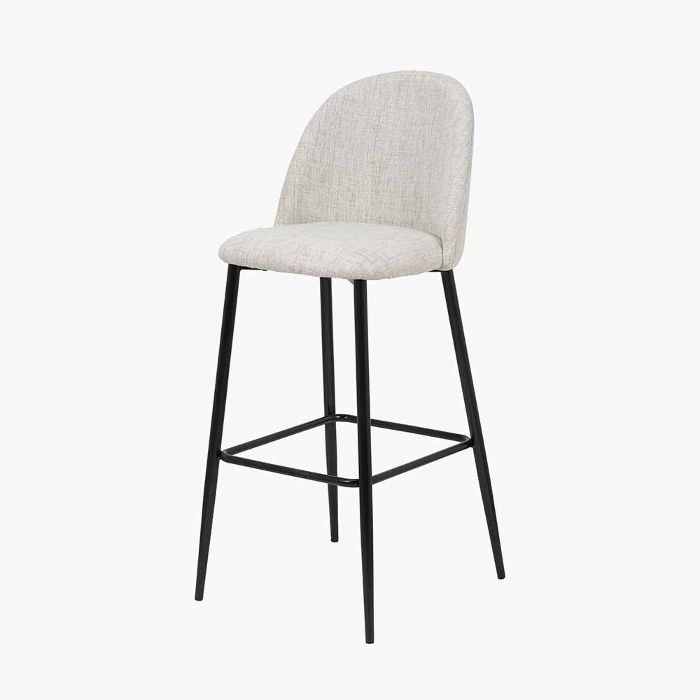 Turi Pebble Linen Mix and Black Metal Bar Stool