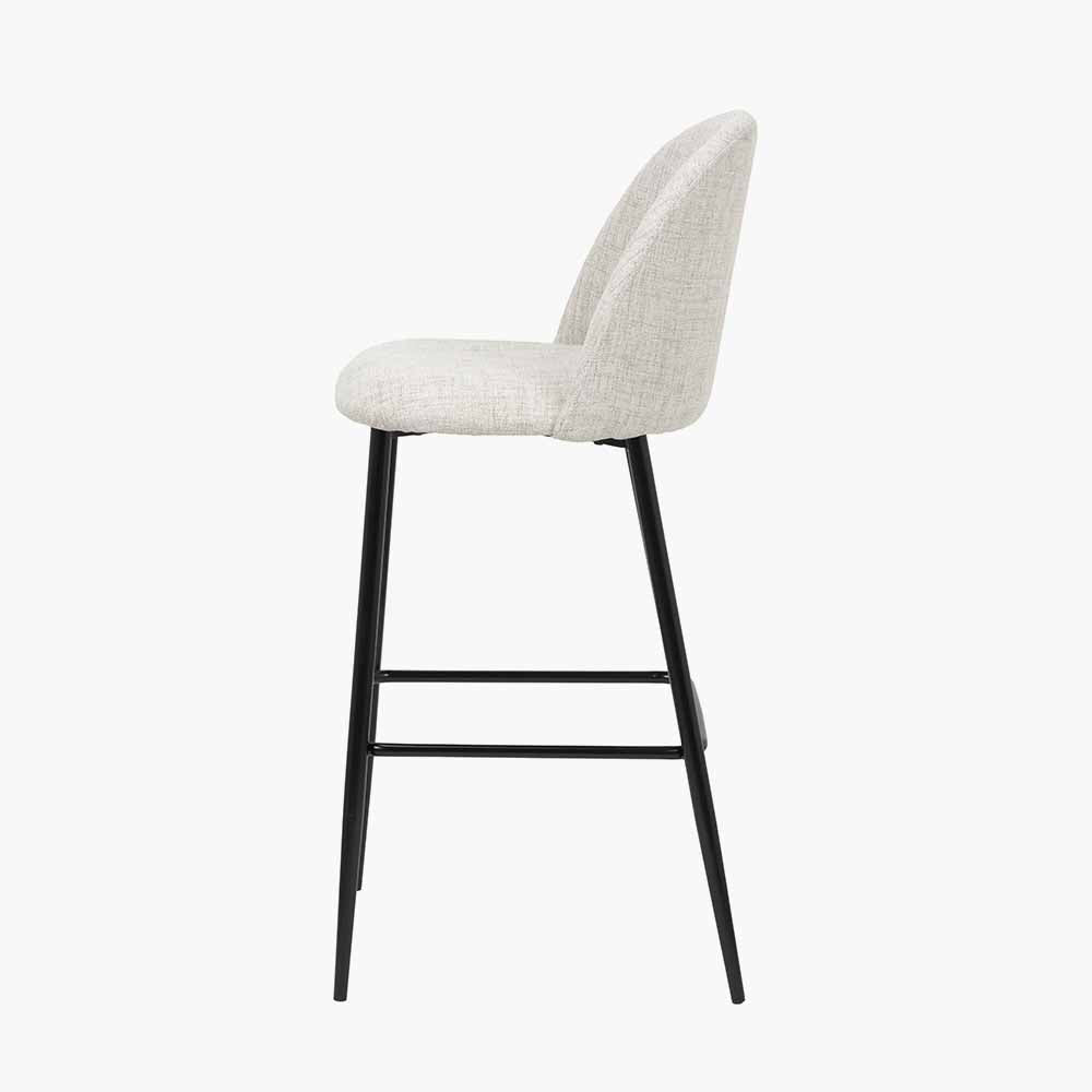 Turi Pebble Linen Mix and Black Metal Bar Stool