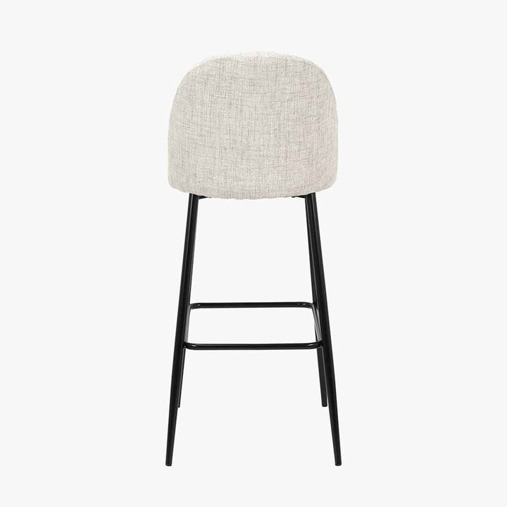 Turi Pebble Linen Mix and Black Metal Bar Stool