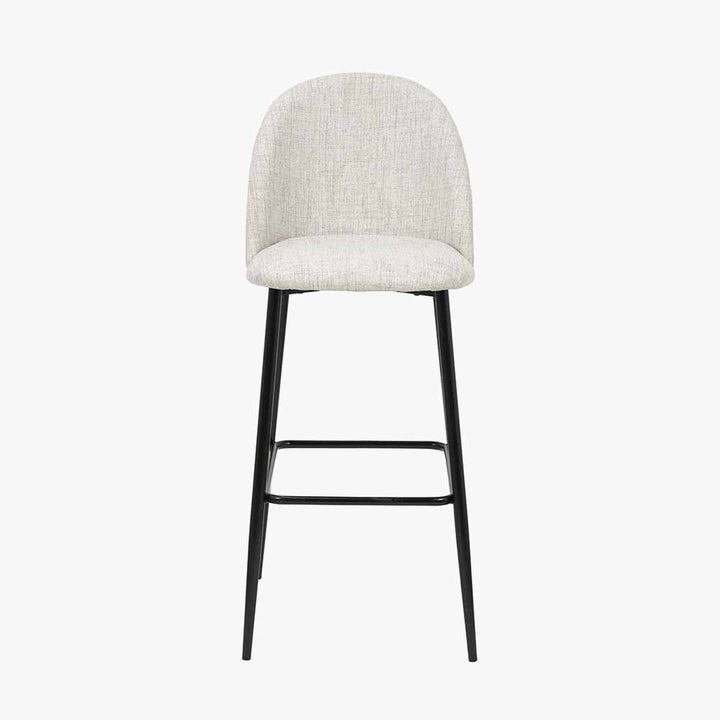 Turi Pebble Linen Mix and Black Metal Bar Stool