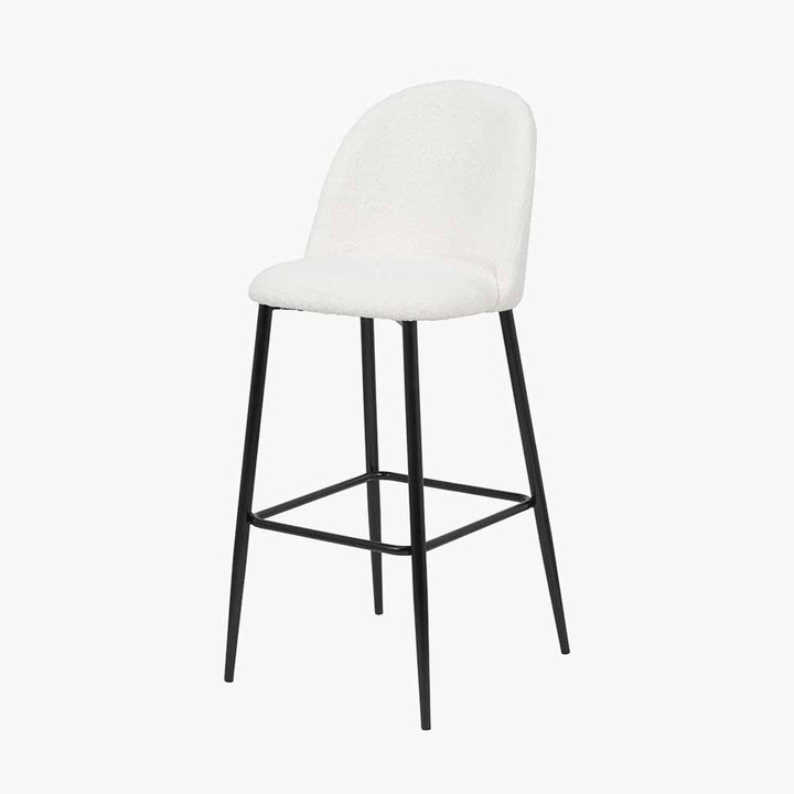 Turi Bouclé Fabric and Black Metal Bar Stool