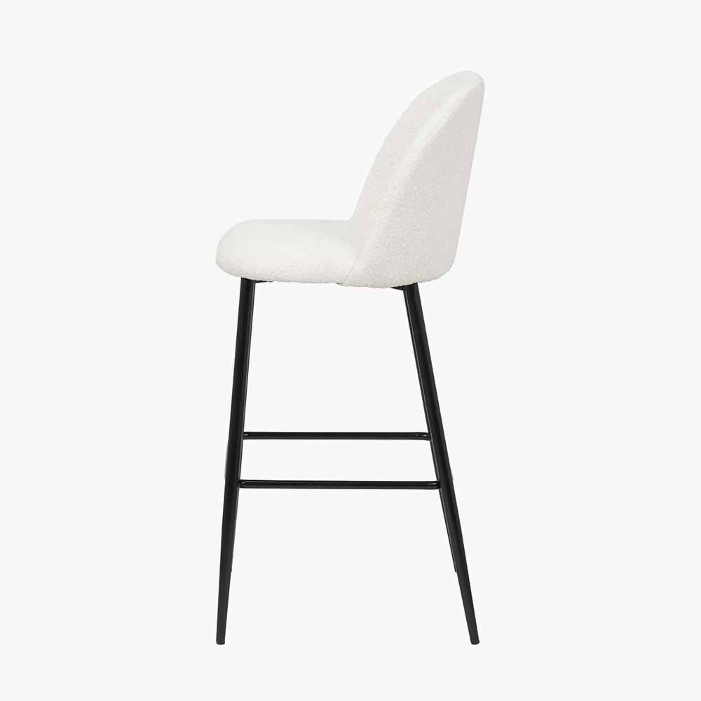 Turi Bouclé Fabric and Black Metal Bar Stool