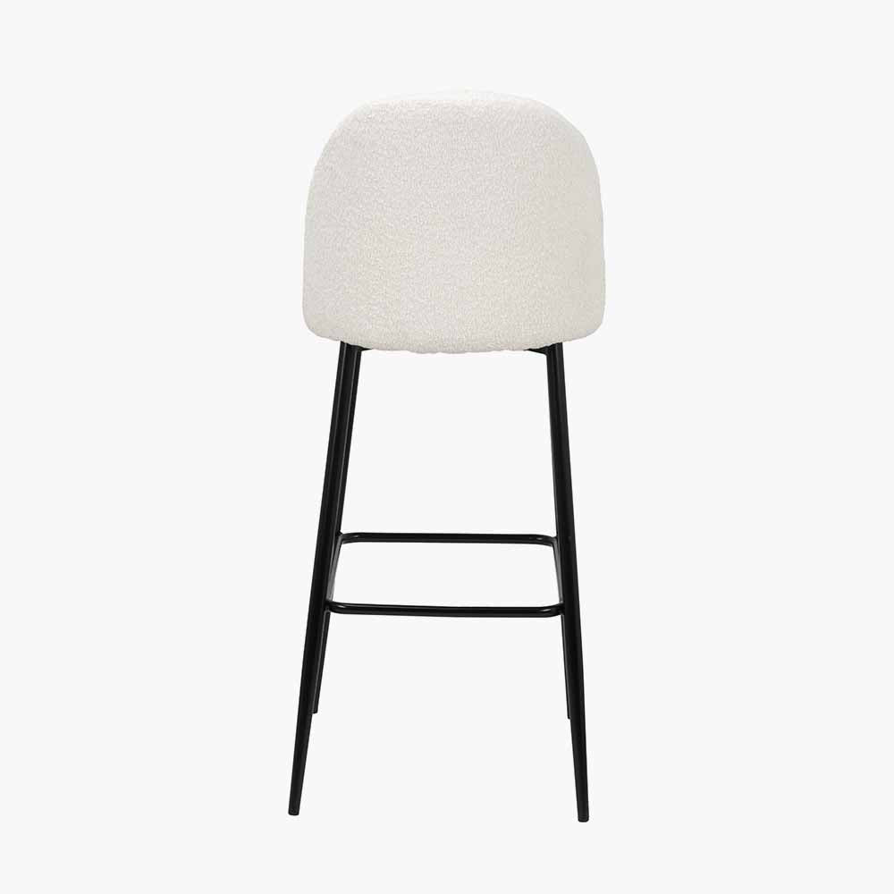 Turi Bouclé Fabric and Black Metal Bar Stool