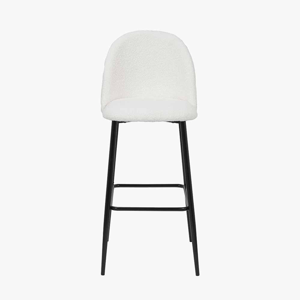 Turi Bouclé Fabric and Black Metal Bar Stool