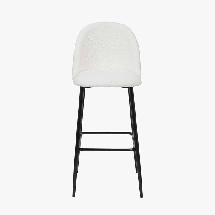 Turi Bouclé Fabric and Black Metal Bar Stool