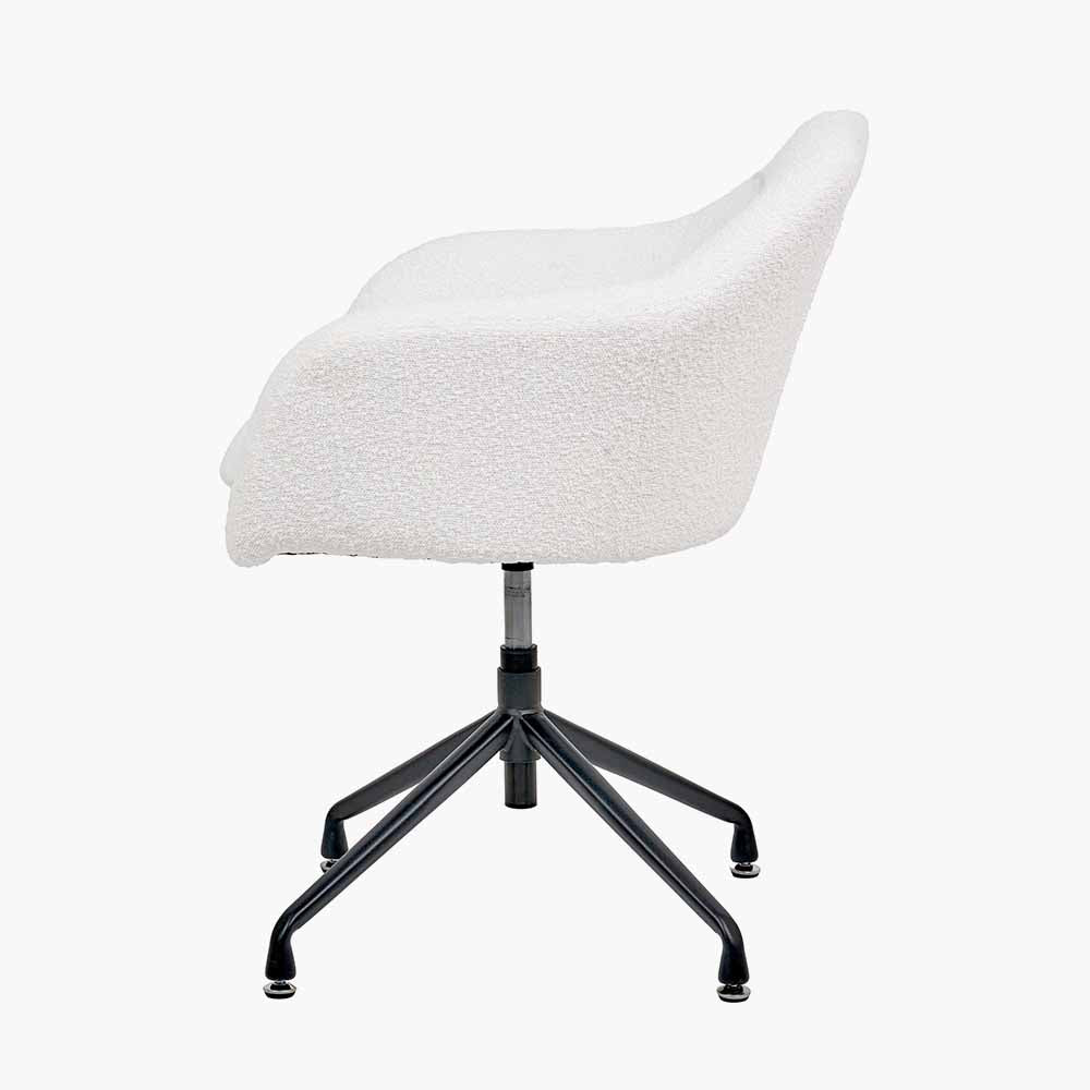 Rosolini Bouclé Fabric and Black Metal Swivel Rise and Fall Chair