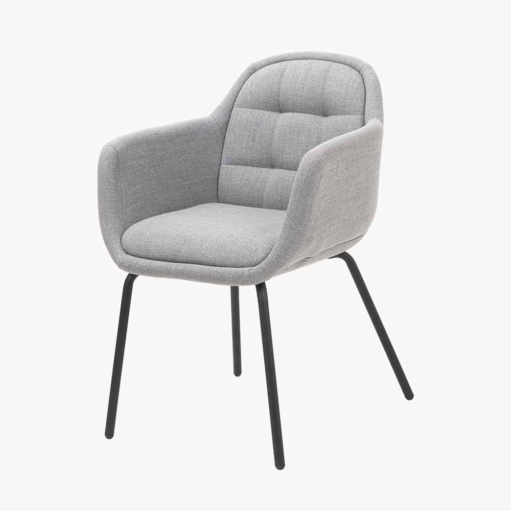 Alba Grey Linen Mix and Black Metal Carver Dining Chair