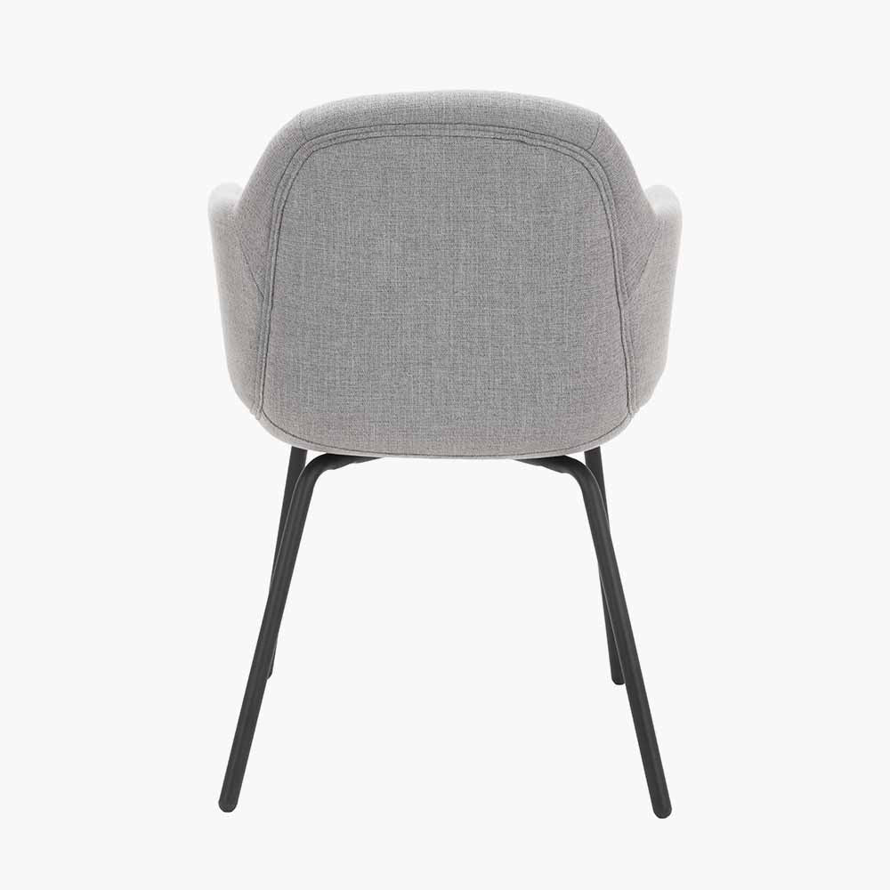 Alba Grey Linen Mix and Black Metal Carver Dining Chair