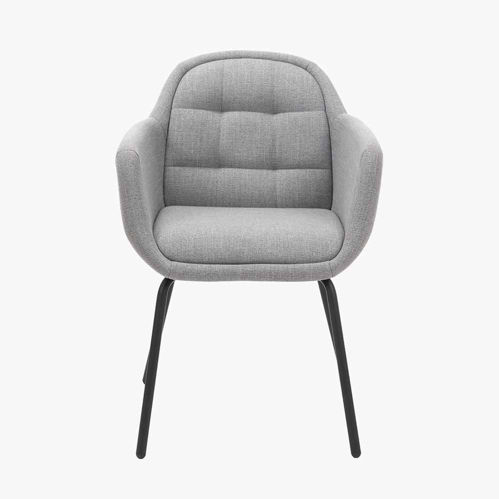 Alba Grey Linen Mix and Black Metal Carver Dining Chair