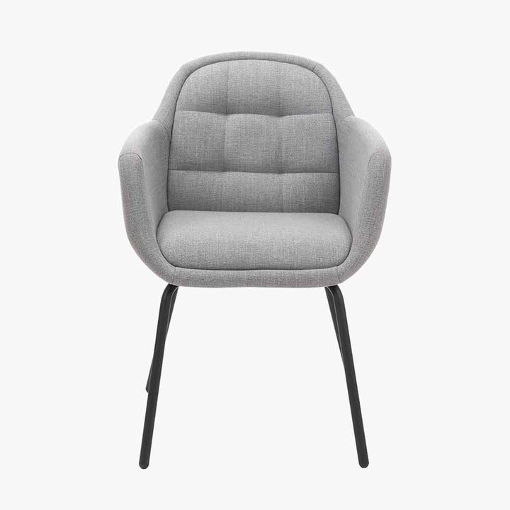 Alba Grey Linen Mix and Black Metal Carver Dining Chair