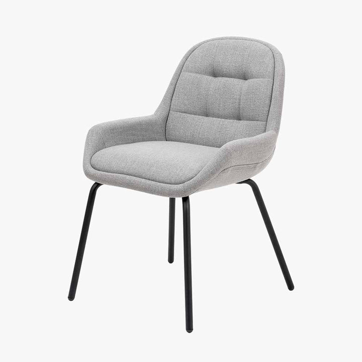 Alba Grey Linen Mix and Black Metal Dining Chair