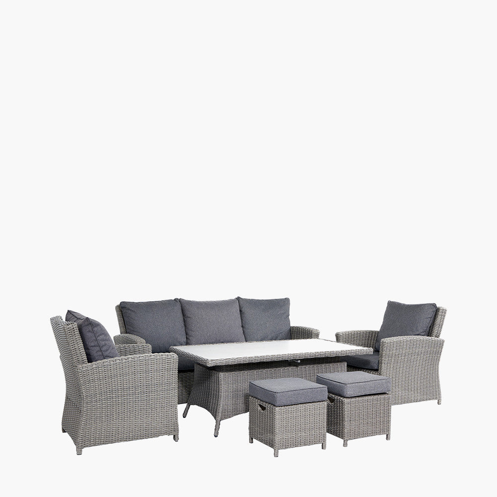 Barbados Slate Grey Outdoor 3 Seater Seating Set with Ceramic Top