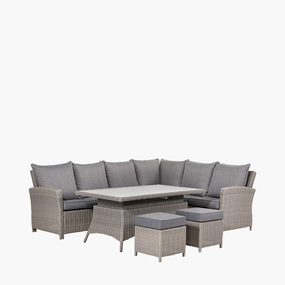 Barbados Slate Grey Outdoor Corner Seating Set Long Left with Ceramic Top