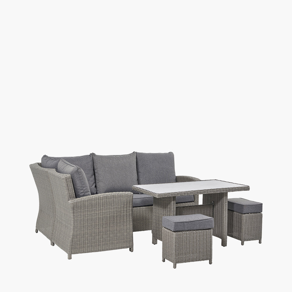 Barbados Slate Grey Outdoor Compact Corner Seating Set with Ceramic Top