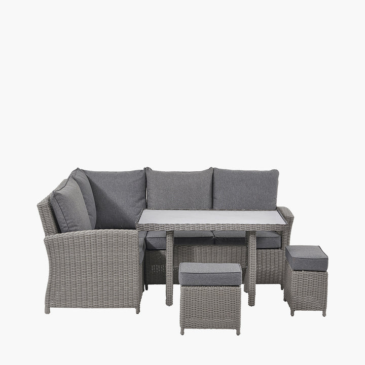 Barbados Slate Grey Outdoor Compact Corner Seating Set with Ceramic Top