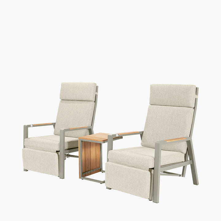 Stockholm Limestone Outdoor Recliner Set