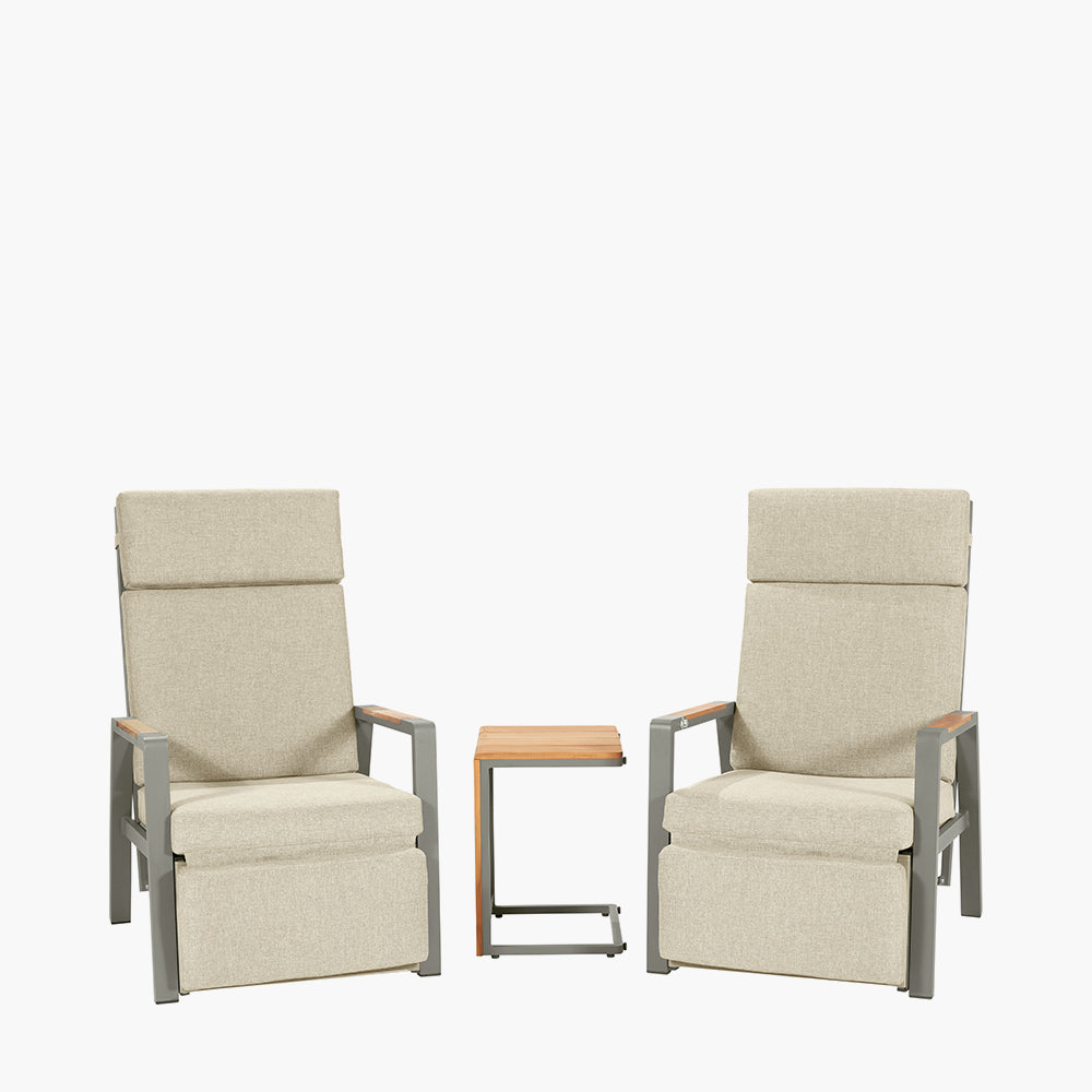 Stockholm Limestone Outdoor Recliner Set