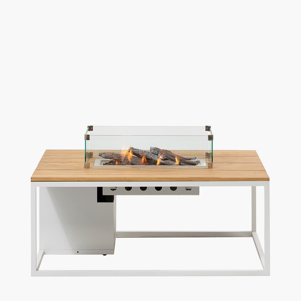 Cosiloft 120 White and Teak Fire Pit Table