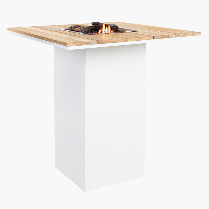 Cosiloft 100 White and Teak Fire Pit Bar Table