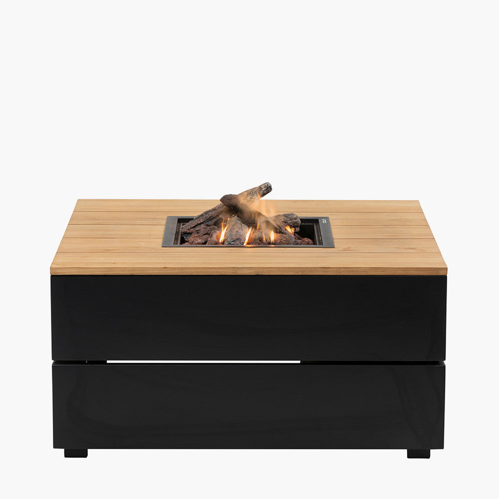 Cosipure 100 Black and Teak Square Fire Pit