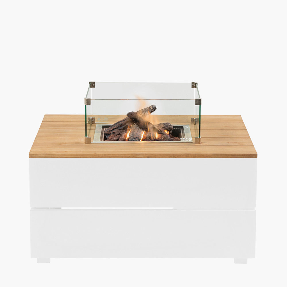 Cosipure 100 White and Teak Square Fire Pit