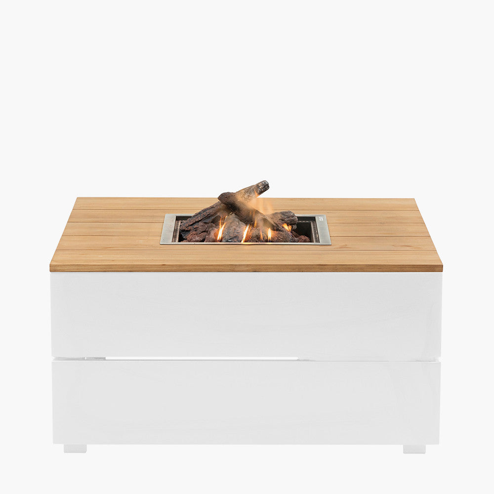 Cosipure 100 White and Teak Square Fire Pit