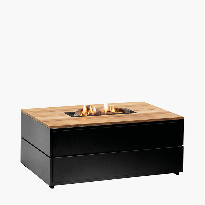 Cosipure 120 Black and Teak Rectangular Fire Pit