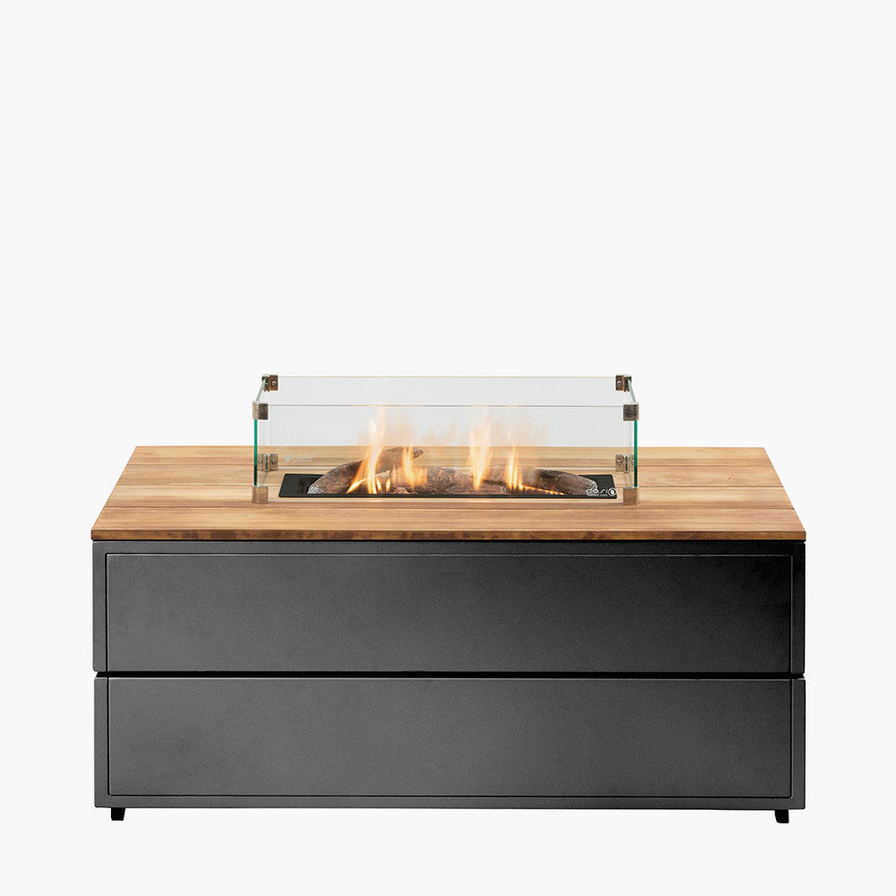 Cosipure 120 Black and Teak Rectangular Fire Pit