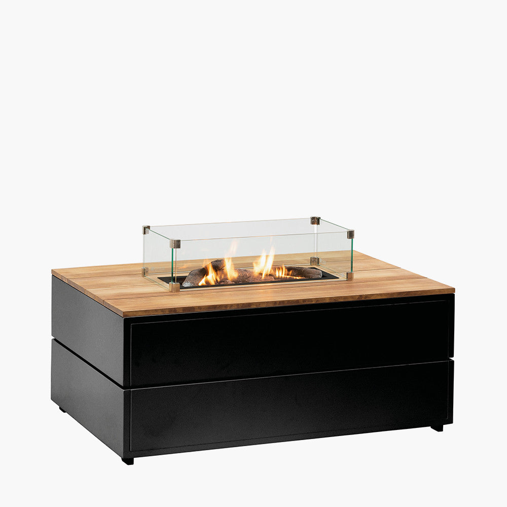 Cosipure 120 Black and Teak Rectangular Fire Pit