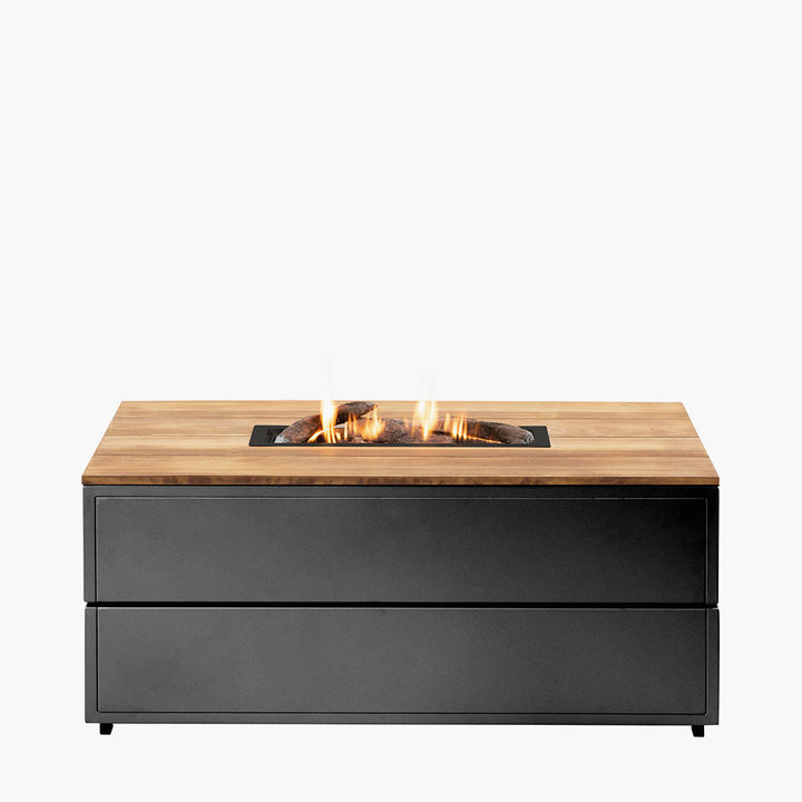 Cosipure 120 Black and Teak Rectangular Fire Pit