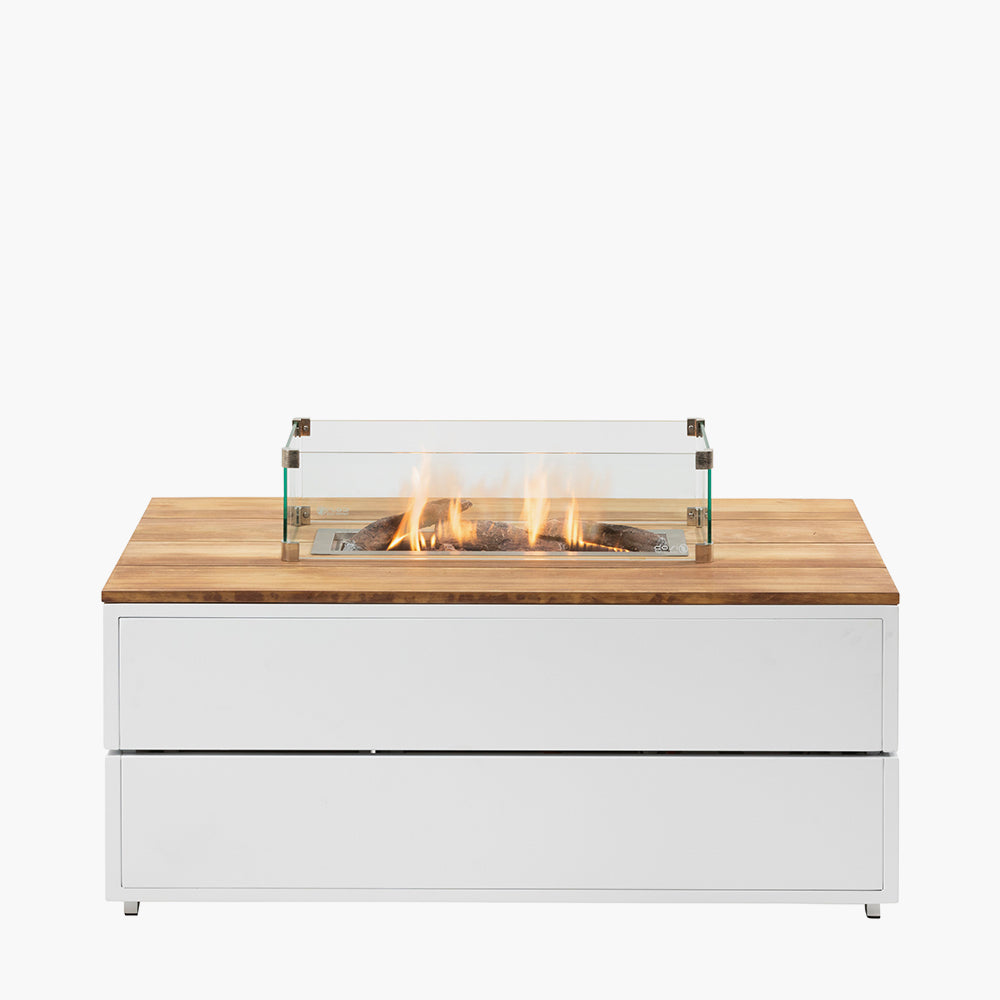 Cosipure 120 White and Teak Rectangular Fire Pit