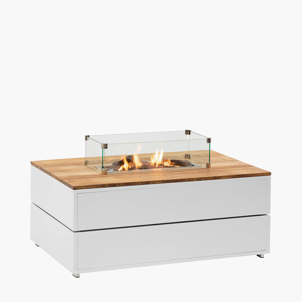 Cosipure 120 White and Teak Rectangular Fire Pit