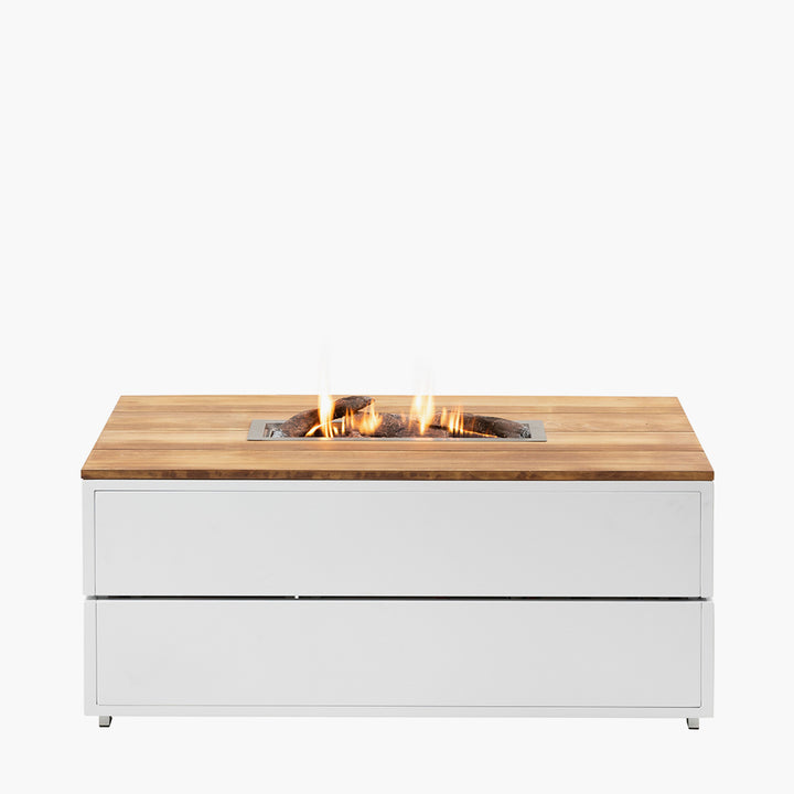 Cosipure 120 White and Teak Rectangular Fire Pit