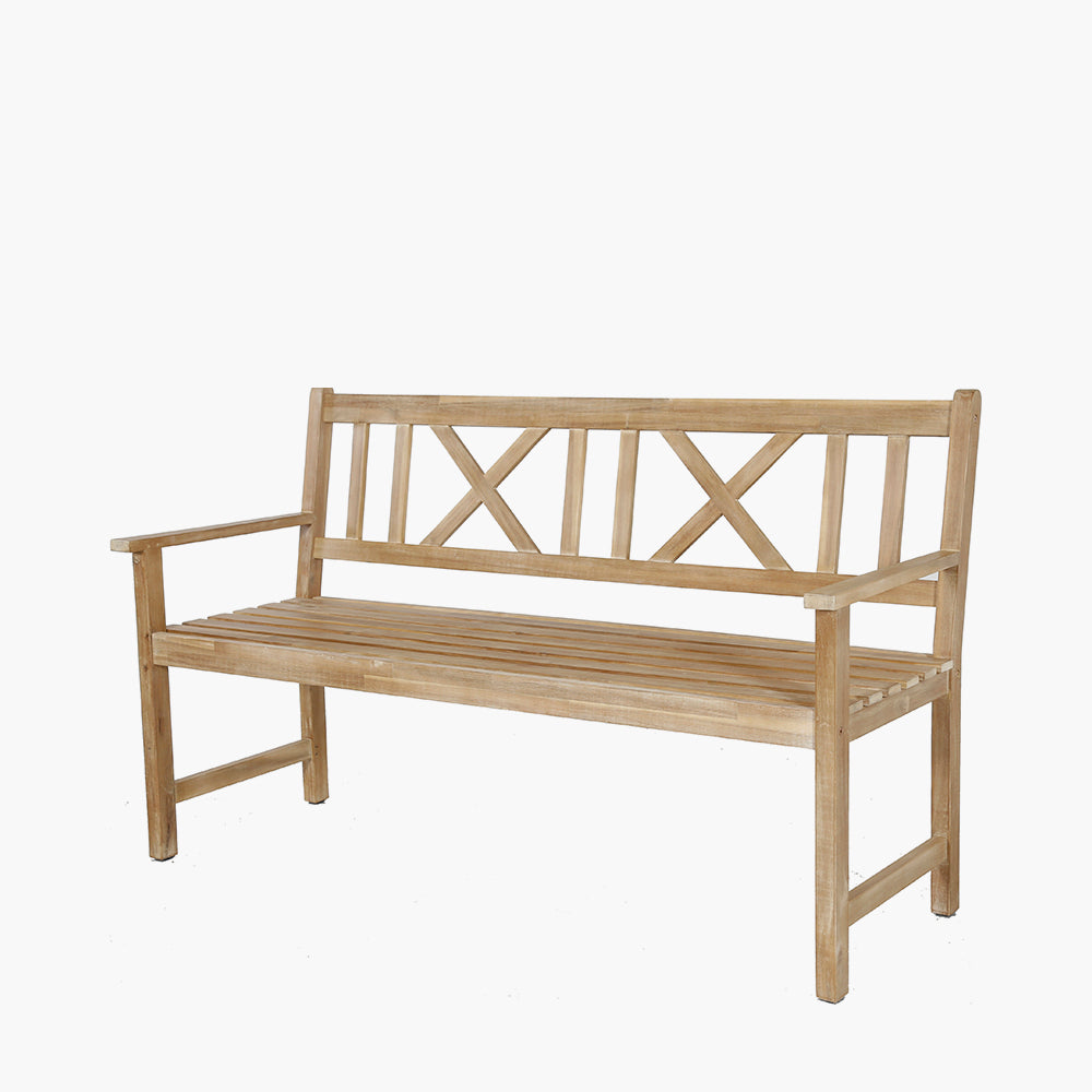 Cambridge Light Teak Outdoor 3 Seater Acacia Wood Bench