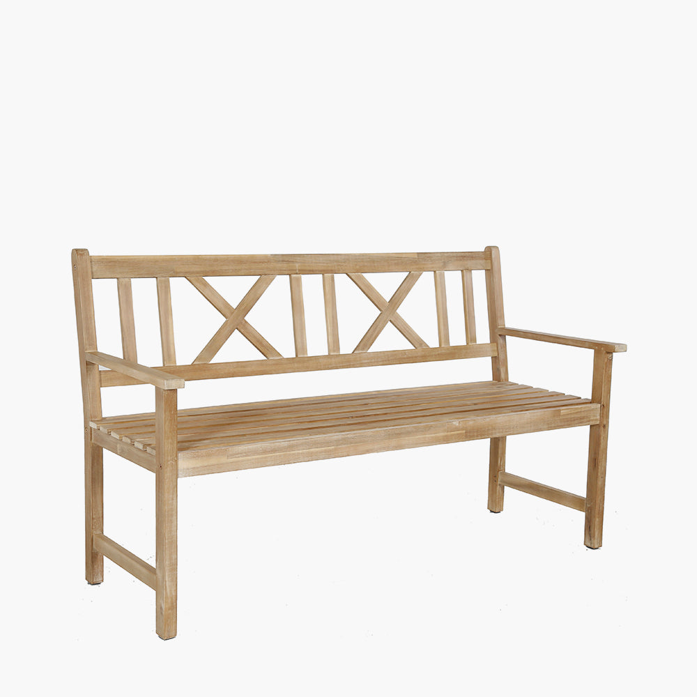 Cambridge Light Teak Outdoor 3 Seater Acacia Wood Bench