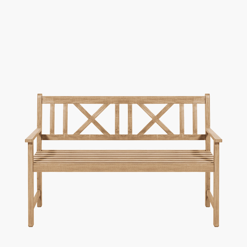 Cambridge Light Teak Outdoor 3 Seater Acacia Wood Bench