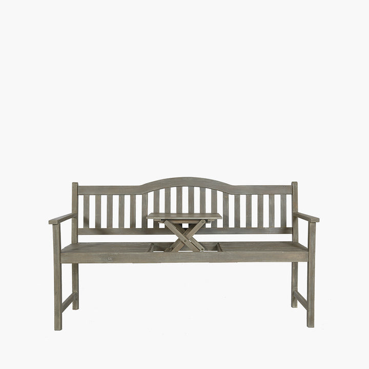 Richmond Antique Grey Outdoor Bench with Pop Up Table