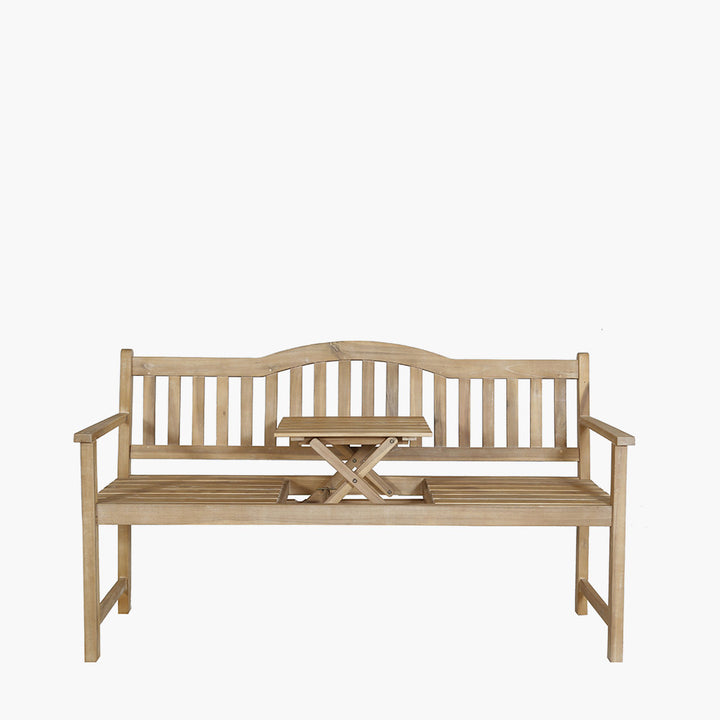 Richmond Light Teak Outdoor Bench with Pop Up Table