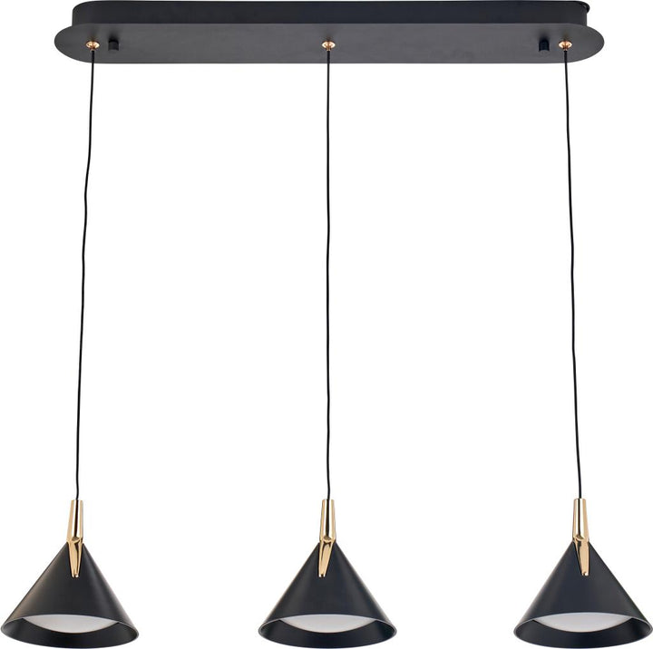 Astarion Matt Black and Gold 3 Drop LED Pendant